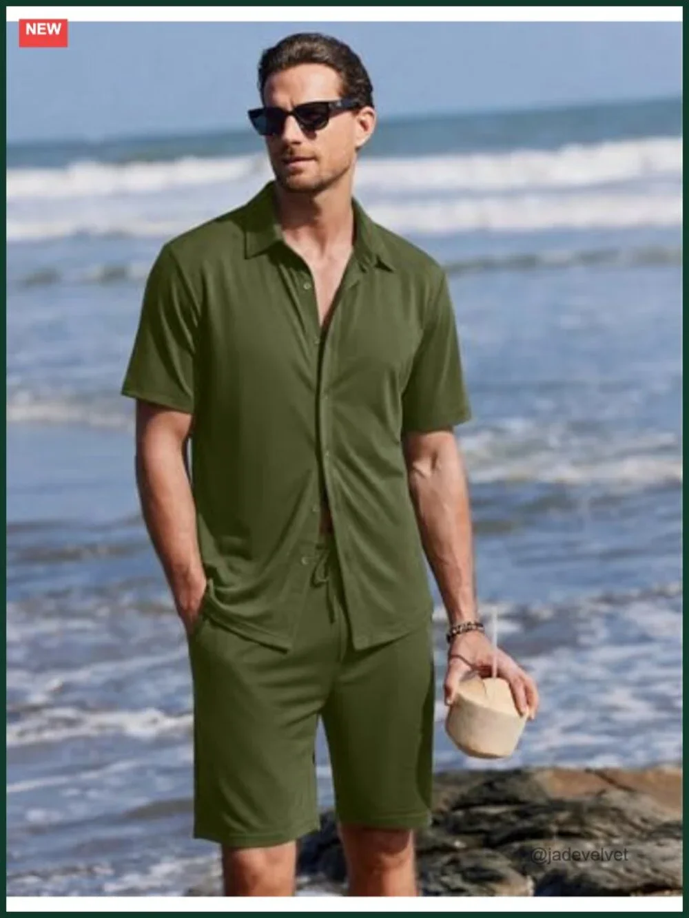 Men's 2 Piece Short Sleeve Button Down Pajama Set with Shorts
